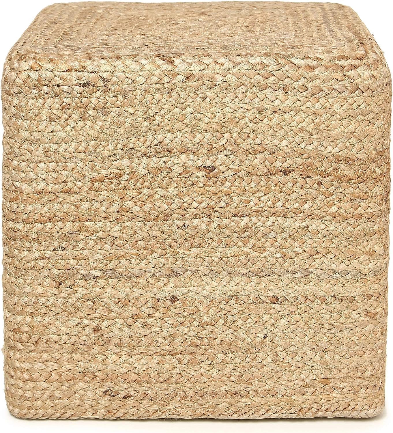 REDEARTH  Taburete otomano de puf cubo, puf trenzado de yute para sentarse, juego de 2 reposapiés para la sala de estar, dormitorio, guardería,