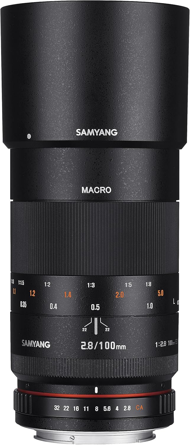 Samyang Lente macro de teleobjetivo de marco completo F2.8 ED UMC de 3.937 in con chip AE incorporado para cámaras SLR digitales Nikon