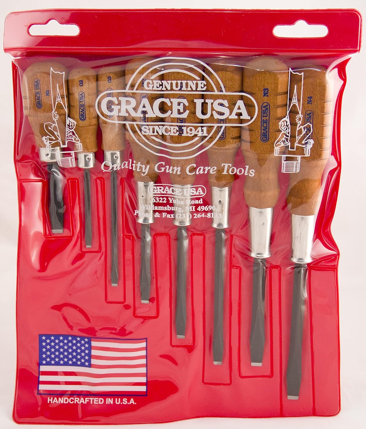 Grace USA – Juego original de desarmadores para mantenimiento de armas – HG8 – Armería – Desarmadores – 8 piezas – Herramientas y accesorios de