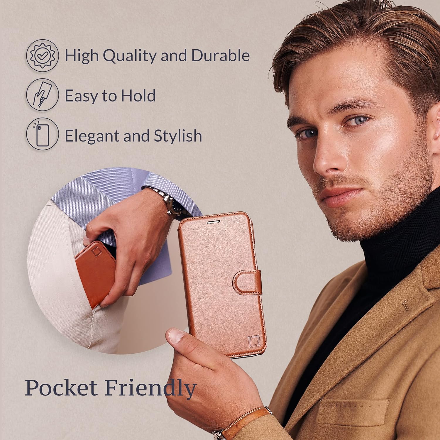 LUPA Legacy Funda tipo cartera para iPhone 11 para mujeres y hombres – Funda con tarjetero – delgada + duradera – Funda de piel sintética para