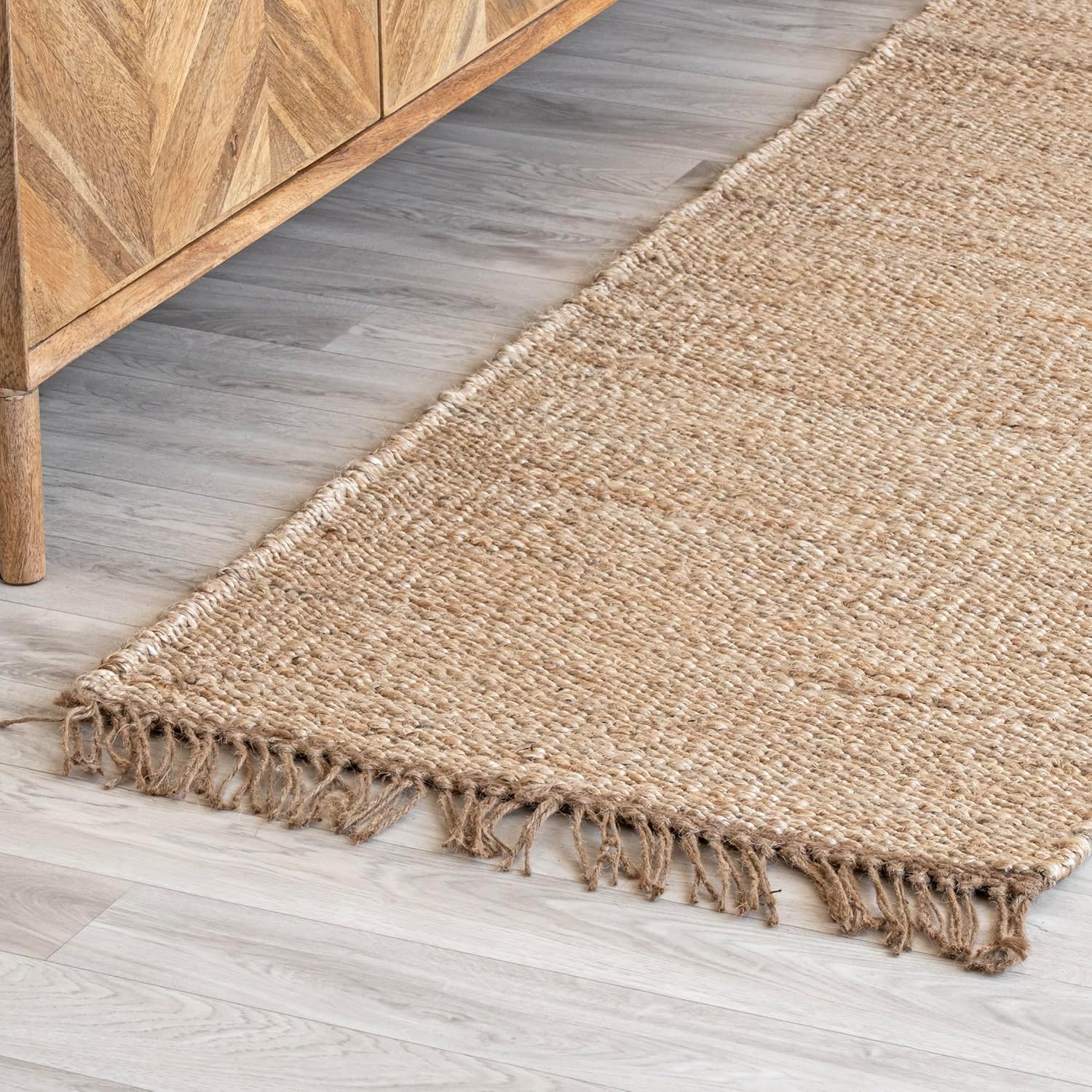 HOMEMONDE Alfombra gruesa de yute de 2 x 6 pies, alfombra bohemia de yute tejida a mano, alfombras para interiores y exteriores, alfombras trenzadas