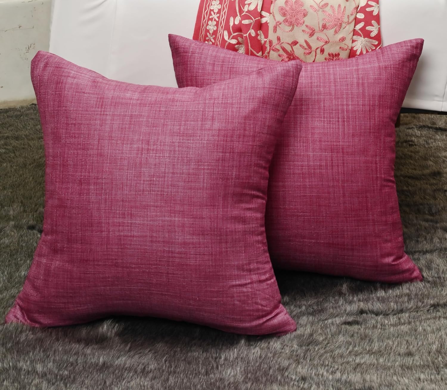SCARLETT LINENS Almohadas decorativas para sofá cama, almohadas decorativas de sala de estar, almohadas rústicas, fundas de almohada sólidas de seda