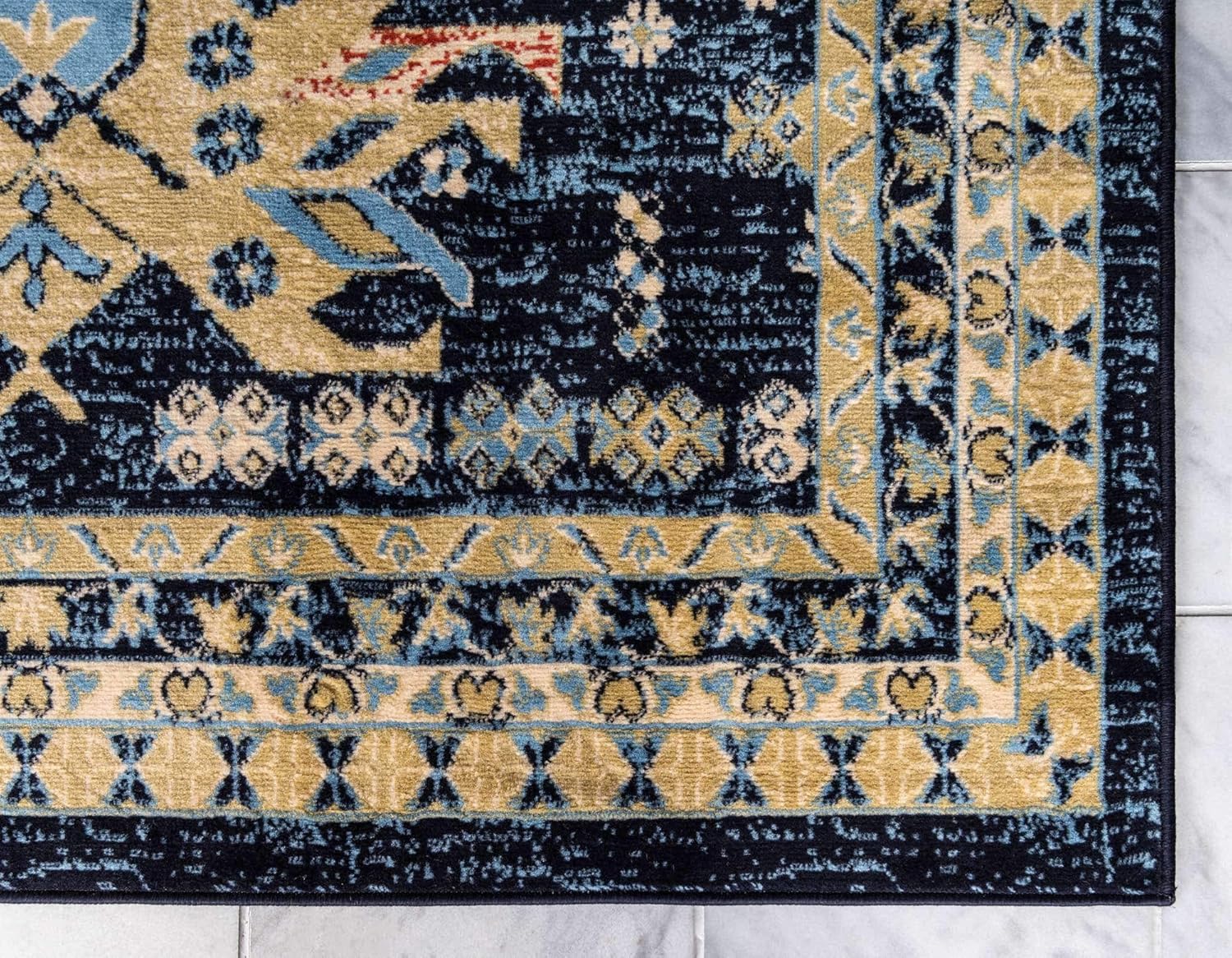 Unique Loom Heriz Collection Alfombra de área parcial, Polipropileno, Azul marino