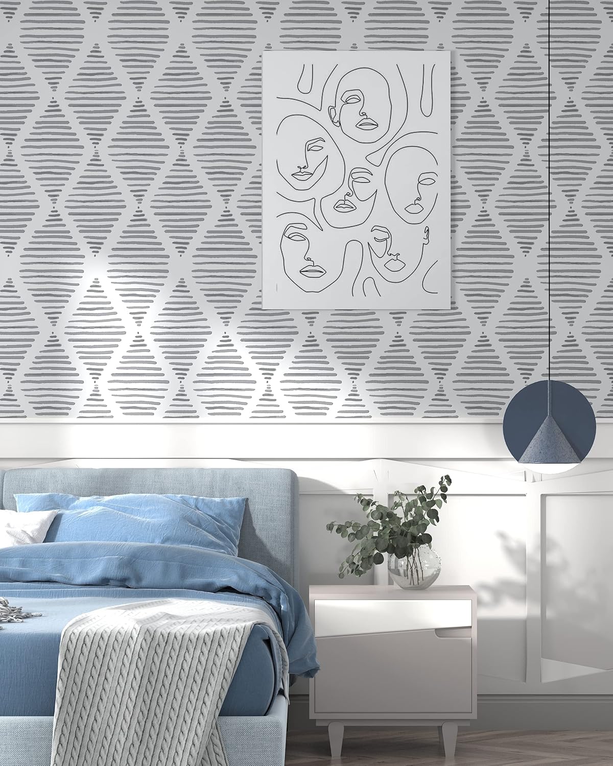 Papel tapiz moderno de rayas para despegar y pegar, papel de contacto blanco y negro de 17.7 x 78.7 pulgadas, papel tapiz geométrico autoadhesivo,