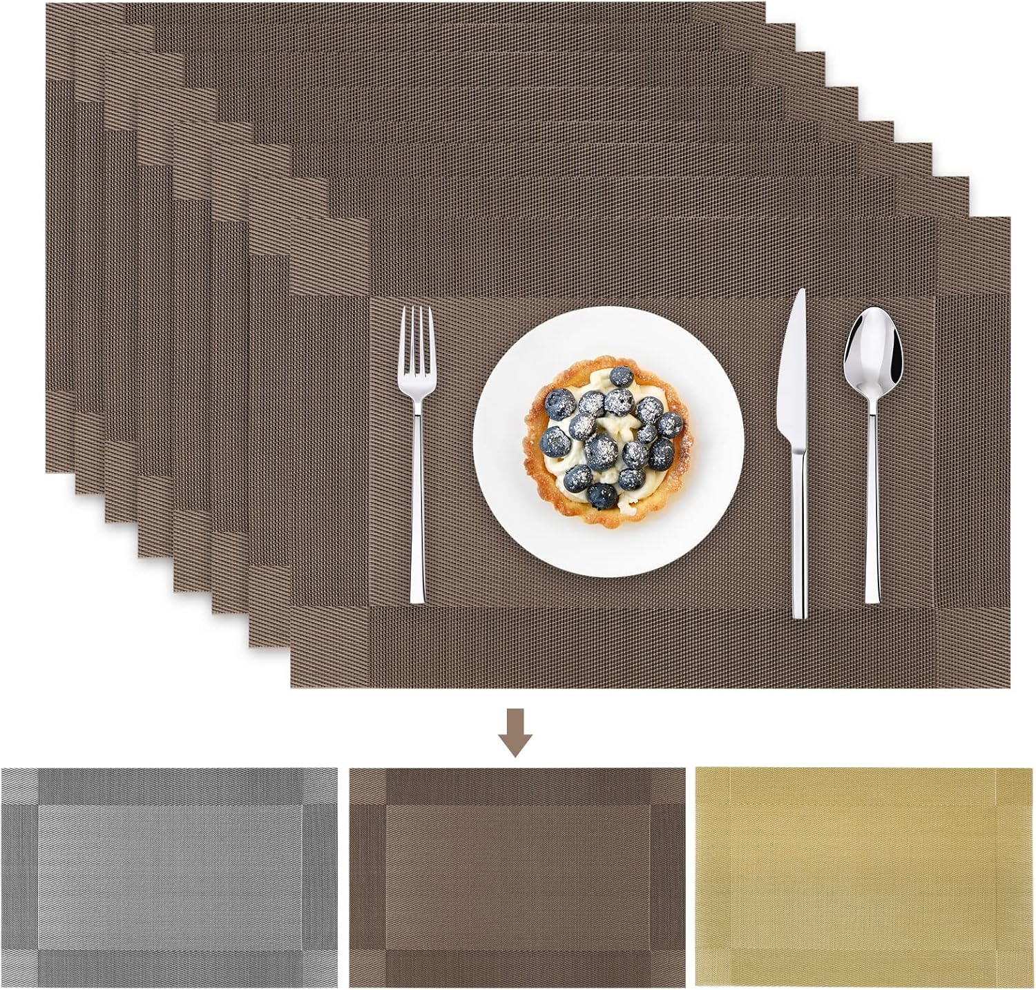 Juego de 8 manteles individuales lavables antideslizantes a prueba de calor para cocina, comedor, mesa de interiorexterior, mantel individual de
