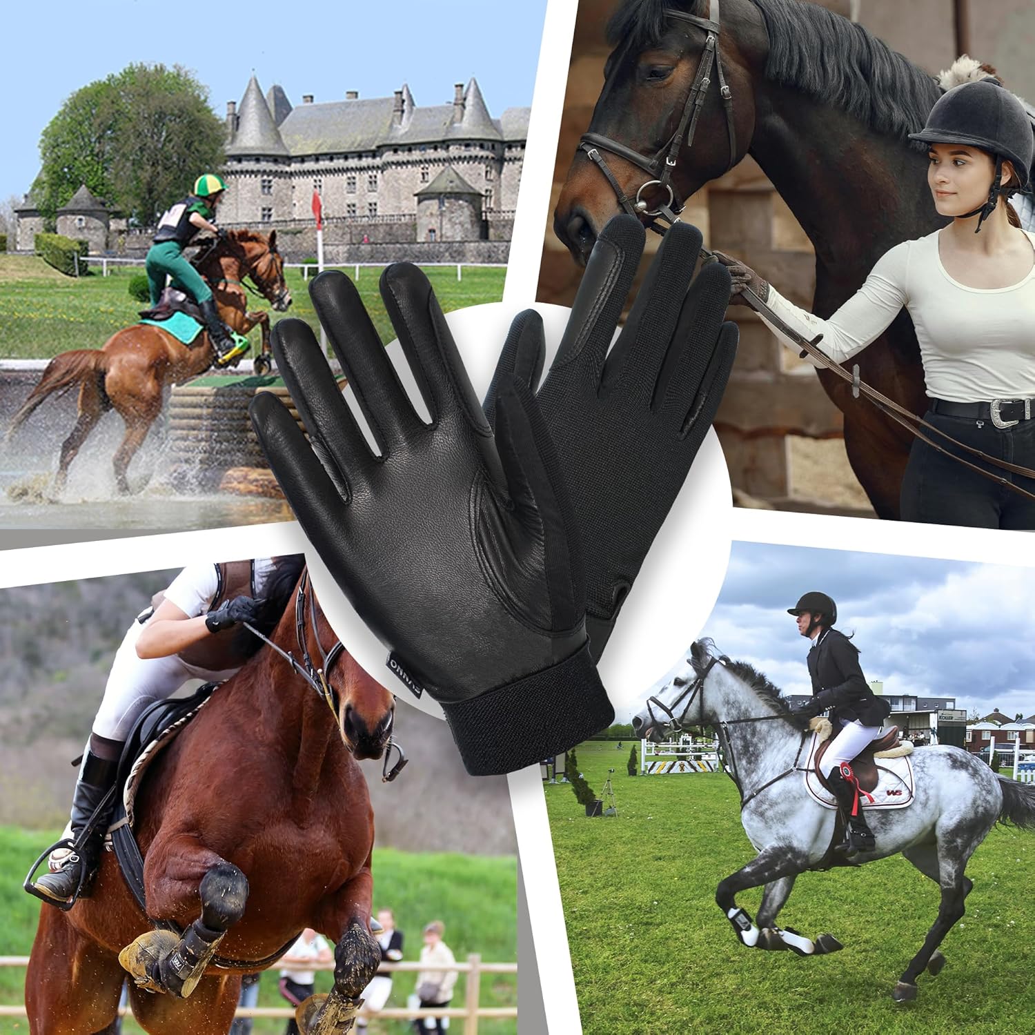 ONNAS Premium Goat Leather Equestrian Horse Riding Gloves Women for Outdoor, Touchscreen Professional GripPro Breathable Windproof for Girls Ladies