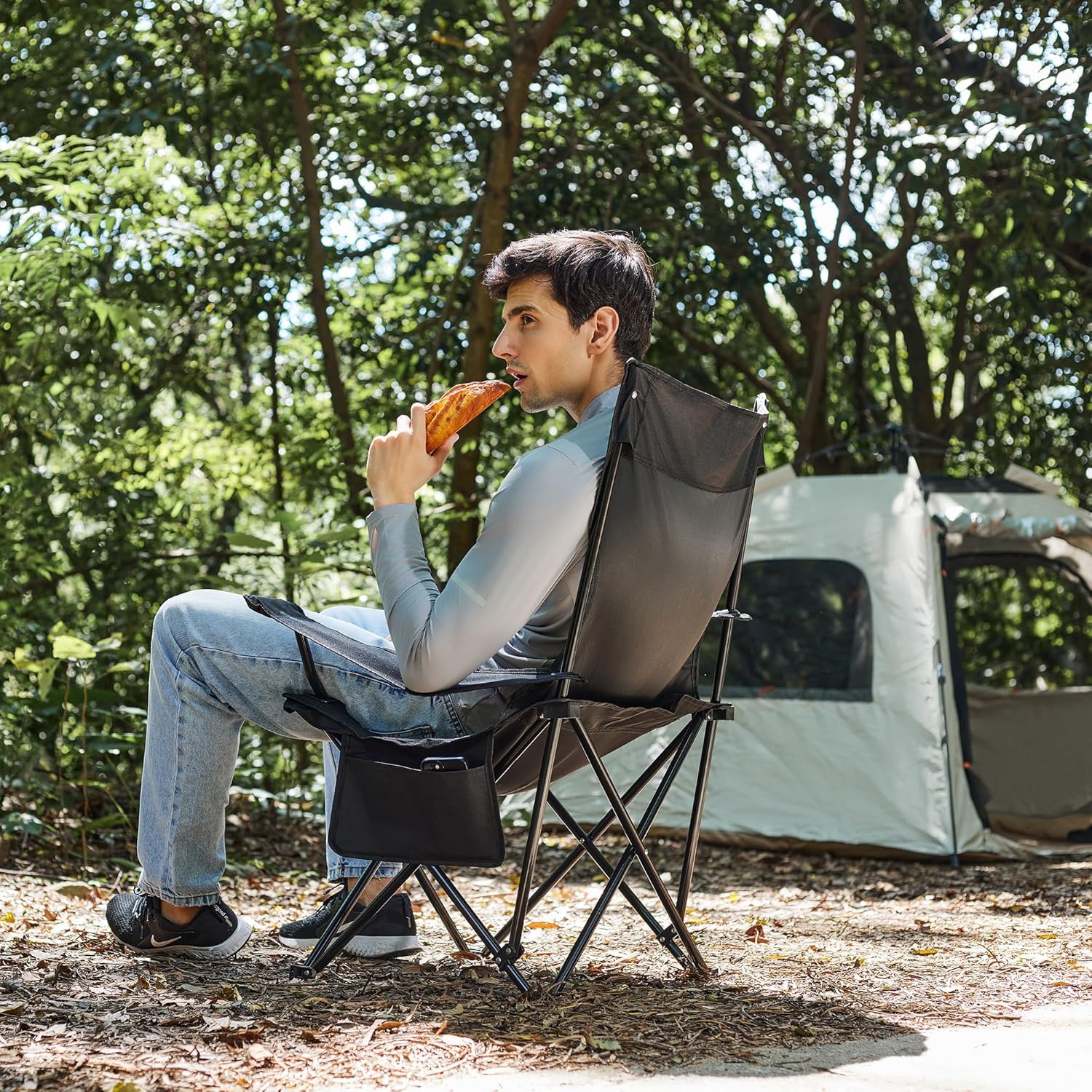 Sillas de campamento grandes mejoradas, silla de campamento plegable, silla portátil para exteriores, silla de césped plegable, soporta 300 libras,