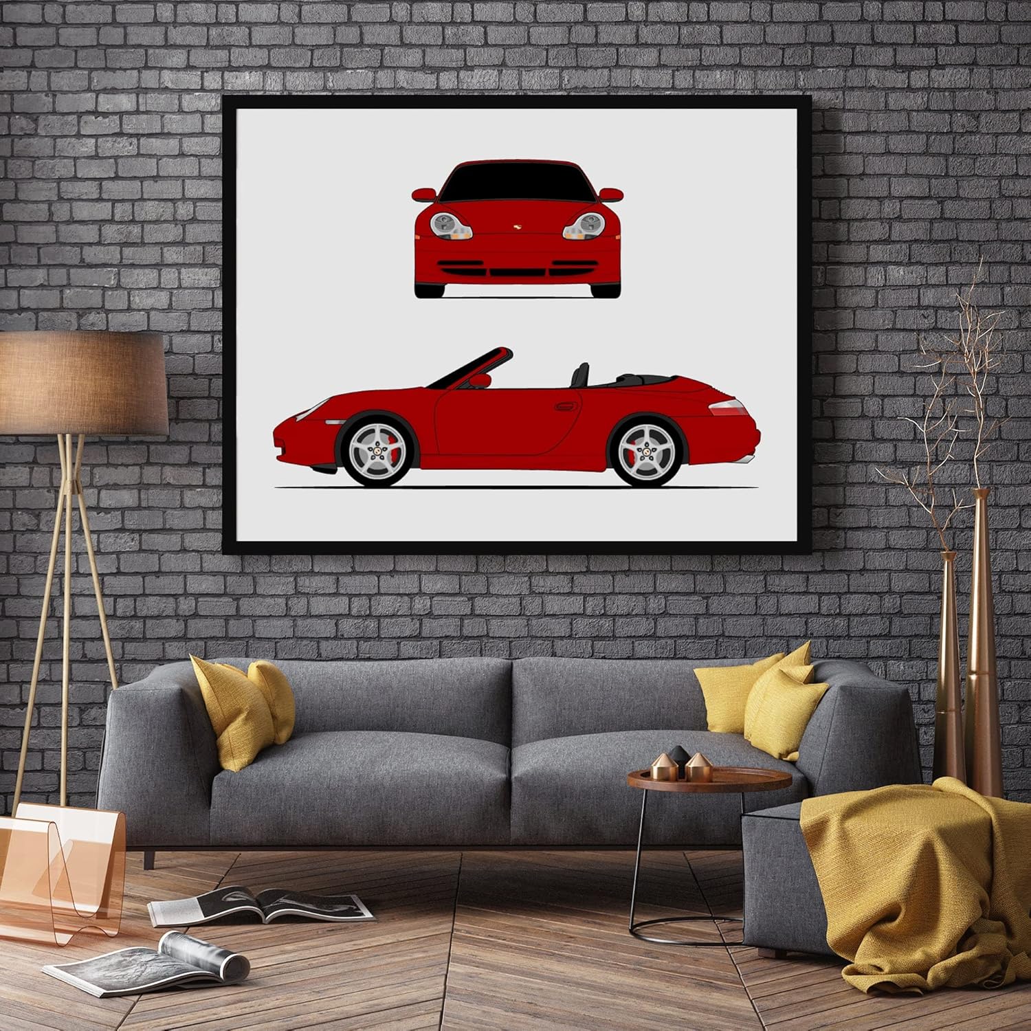 Porsche 911 Carrera 996 (1999-2001) (Front and Side) Inspired Poster Print Wall Art Decor Handmade Carrera Turbo (Unframed)