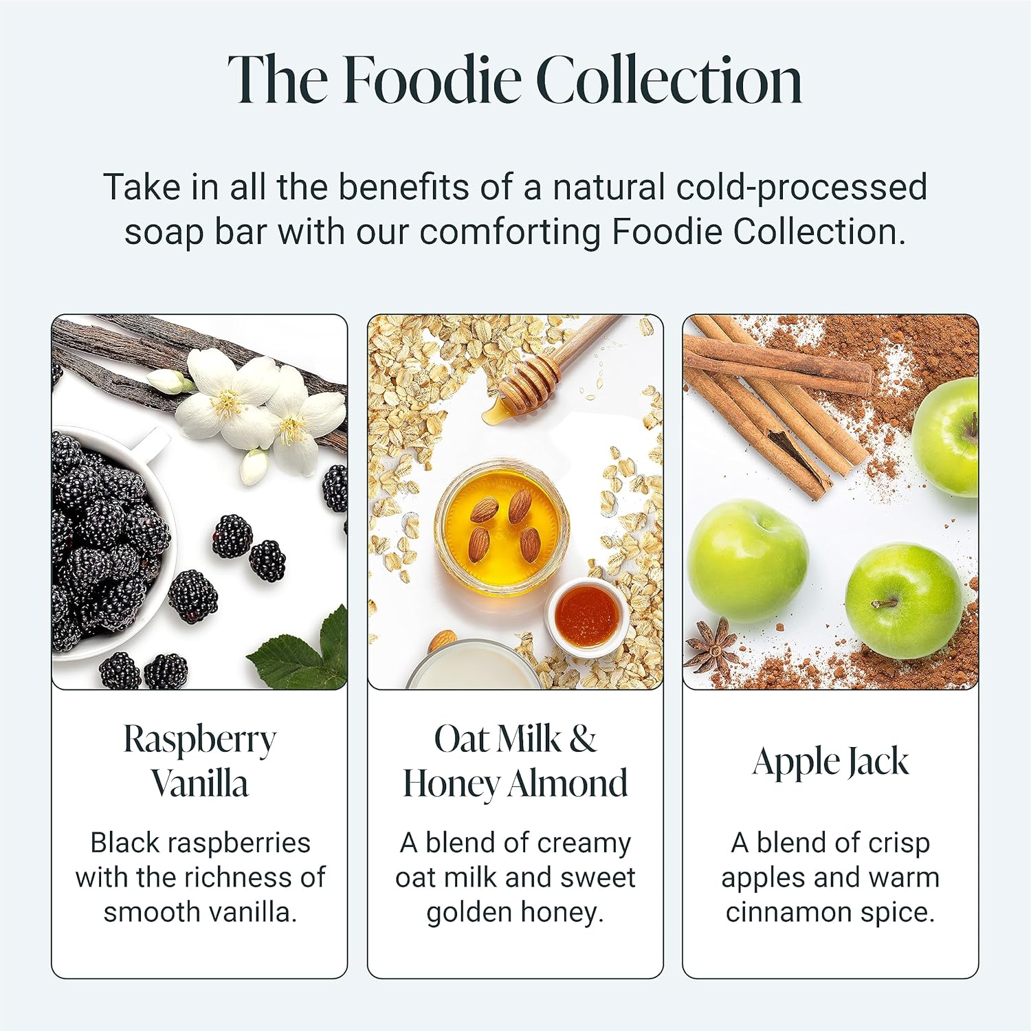 The Bubble Factory Foodie Collection – Hecho a mano en los Estados Unidos, sin aceite de palma, jabón en barra totalmente natural, paquete variado