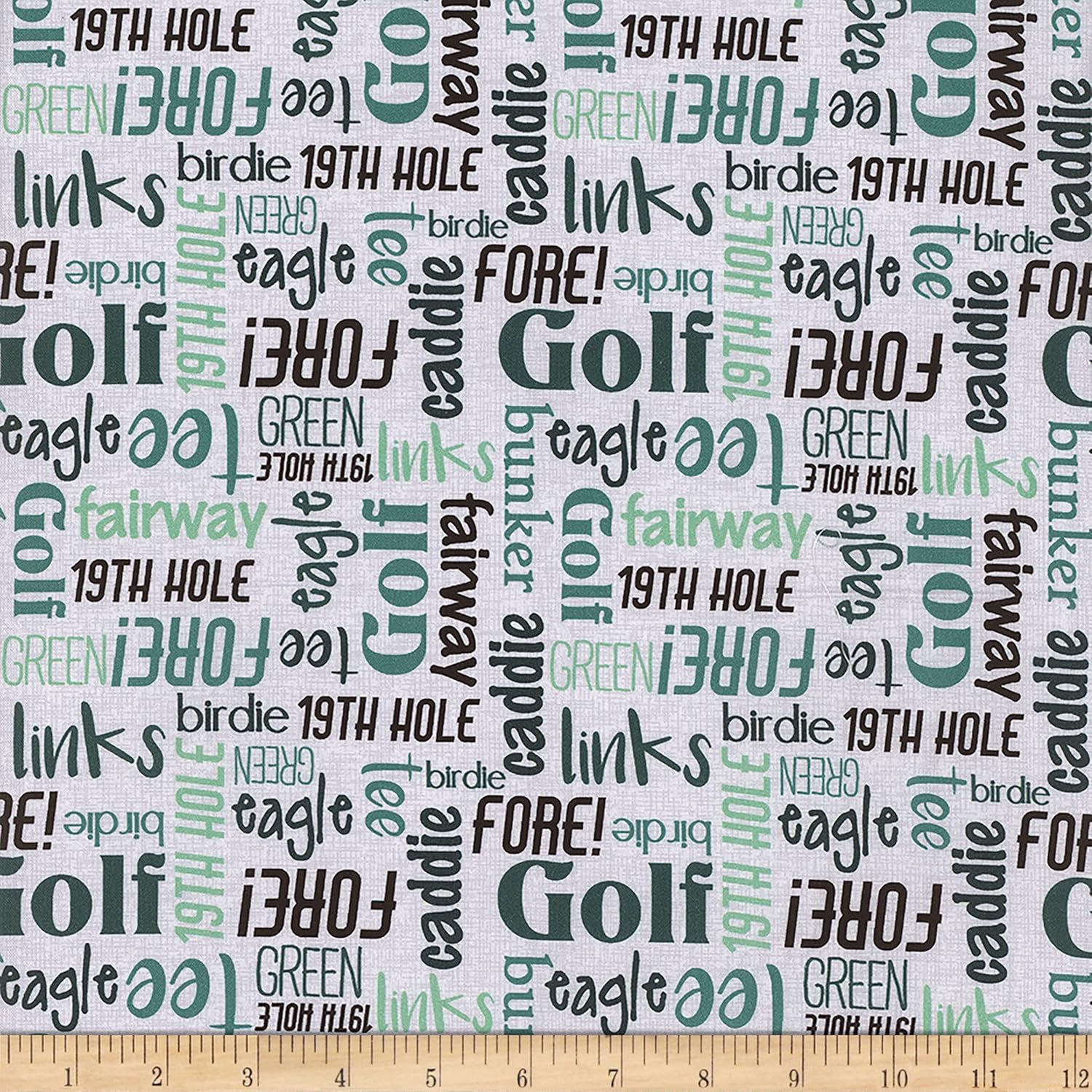 Mook Fabrics Algodón Golf Palabras Famosas Esmeralda, Tela de The Yard