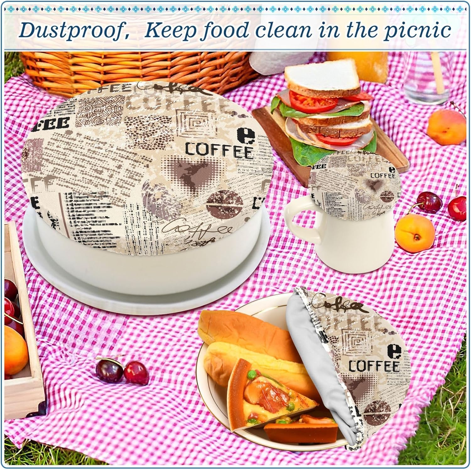 5 fundas elásticas reutilizables para tazones de café, para almacenamiento de alimentos, tapas de tela elástica con 5 tamaños diferentes,