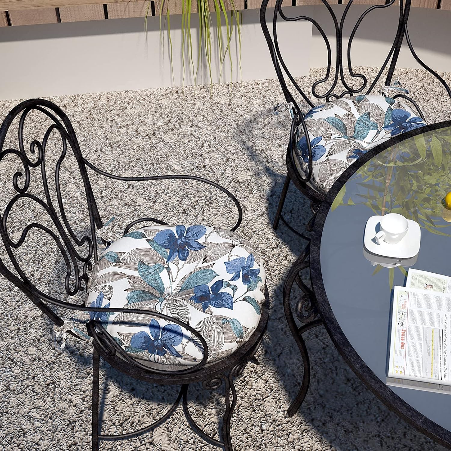 LVTXIII Cojines de asiento bistró para exteriores para todo tipo de clima, cómodos cojines redondos para sillas de patio de 15 x 15 x 4 pulgadas,