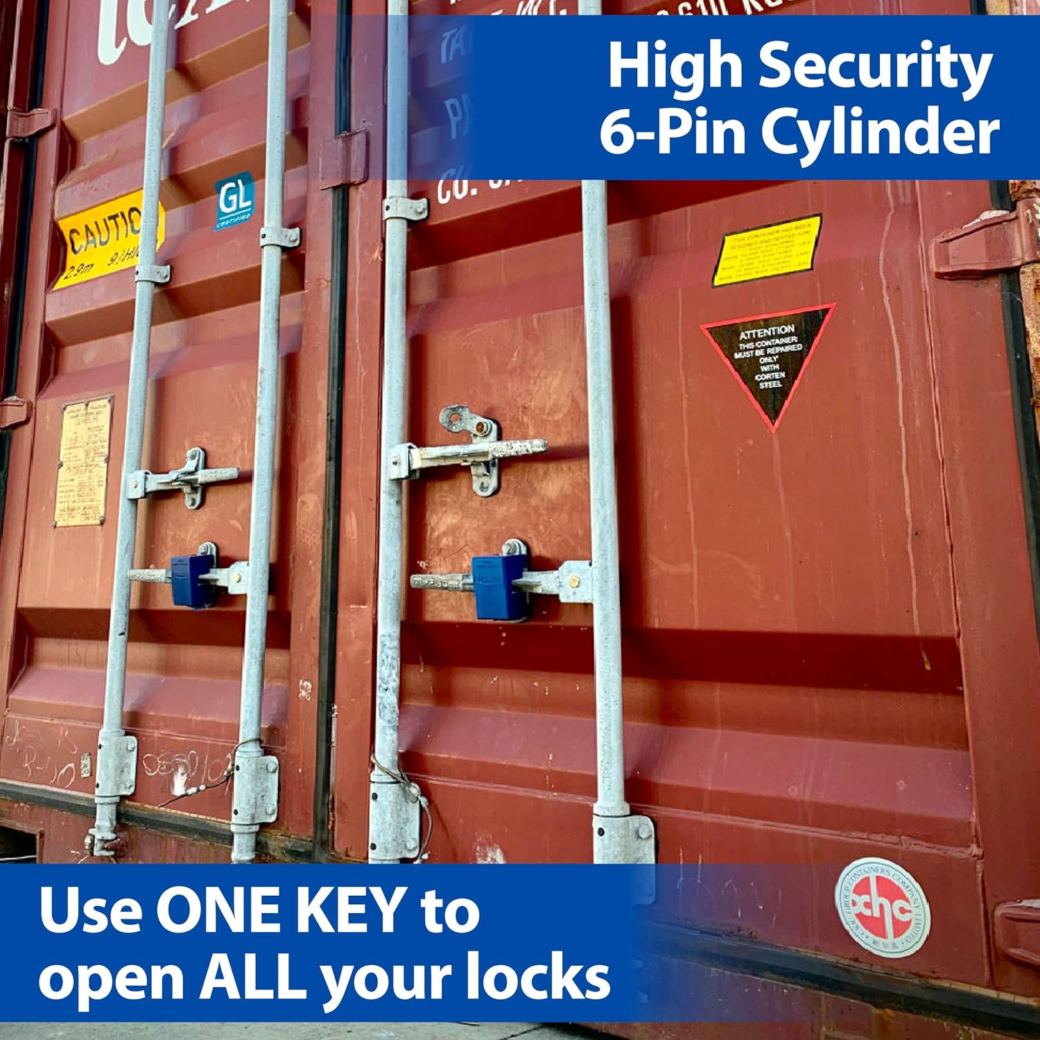 PACLOCK  Cerradura de contenedor UCS-82A  Aluminio anodizado  Dispositivo antirrobo  Cilindro de 6 pines  Una cerradura con llave a un número