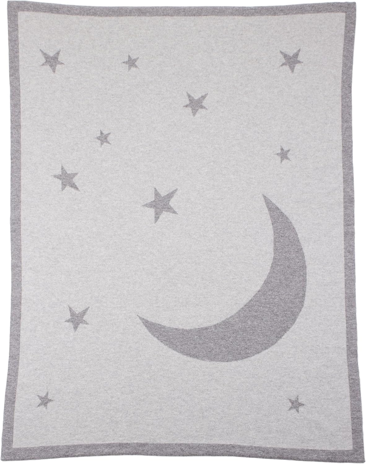Manta unisex 100% cachemira Moon & Stars para bebé, color gris, hecha en Escocia, Gris Multi
