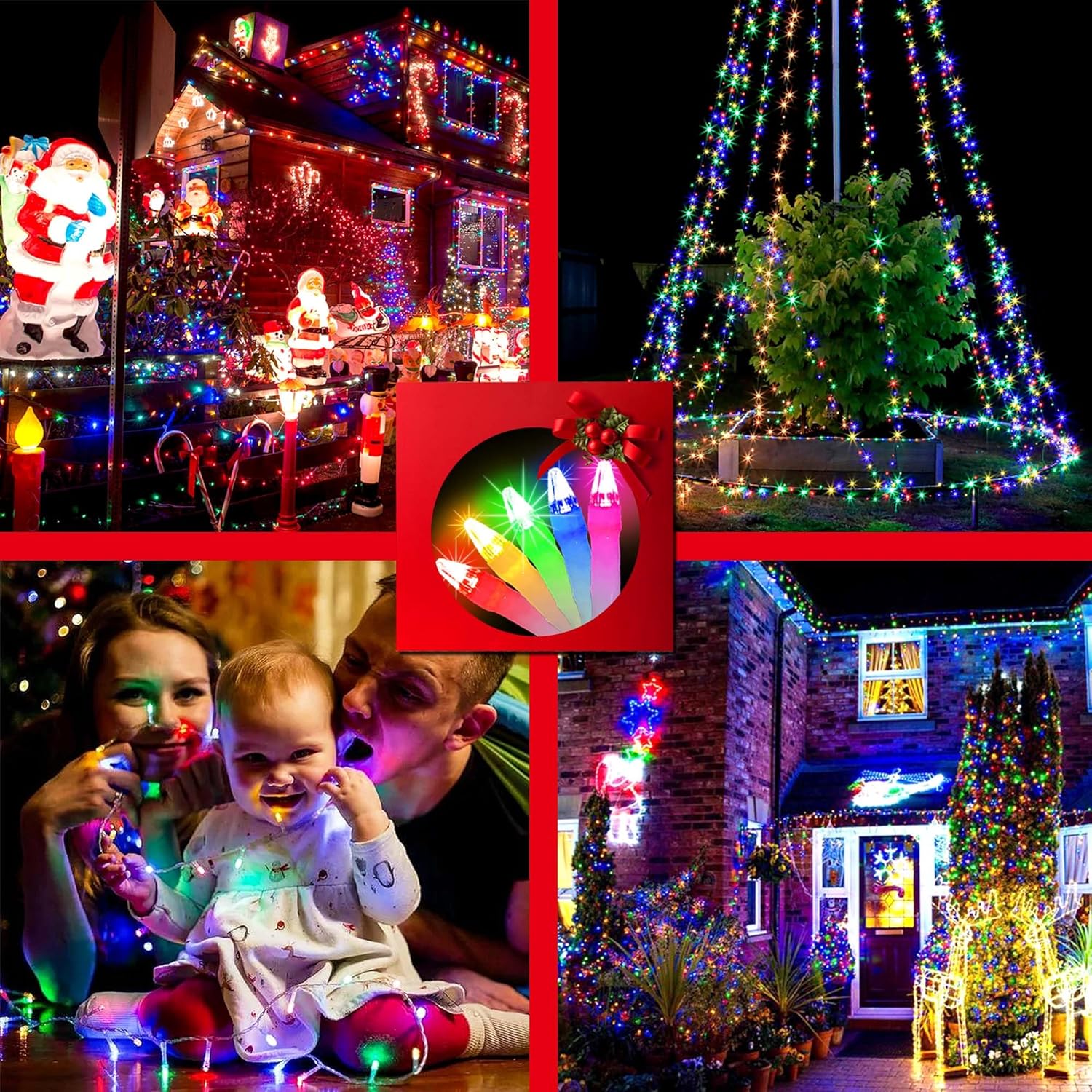 1300 luces LED de Navidad de 492 pies para exteriores, 8 modos de iluminación, cadena de luces de hadas, luces impermeables para árbol de Navidad