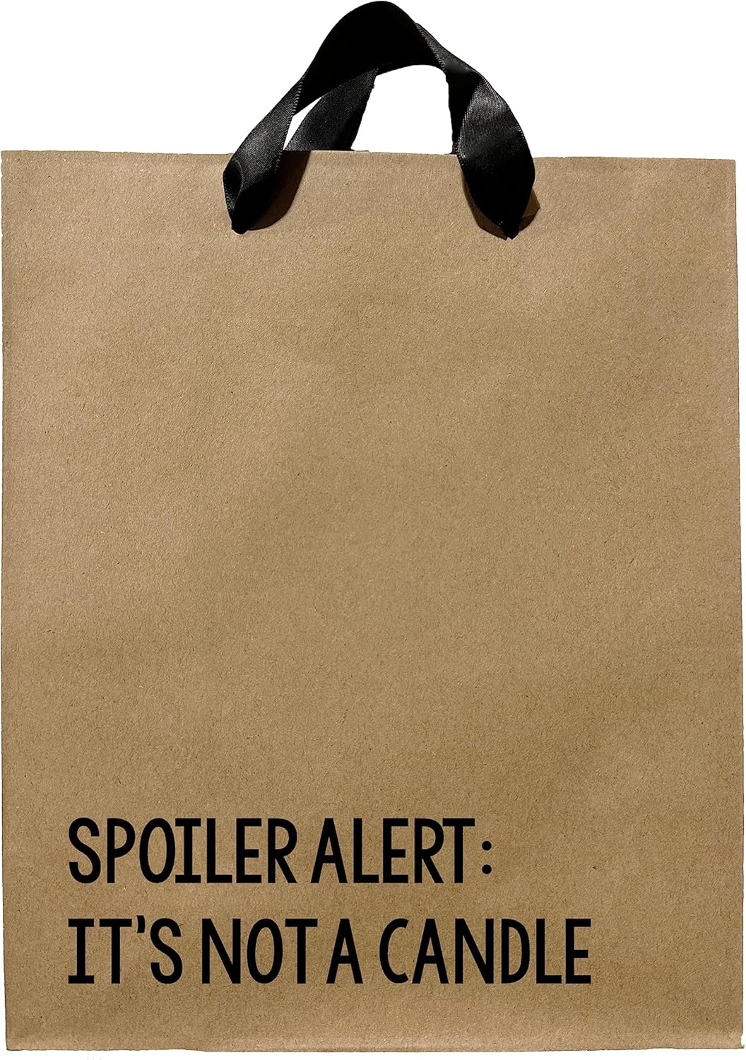 FarmedandFashioned Bolsa de regalo divertida, alerta de spoiler, no es una bolsa de regalo de vela con asas de cinta negra, bolsa de papel kraft de