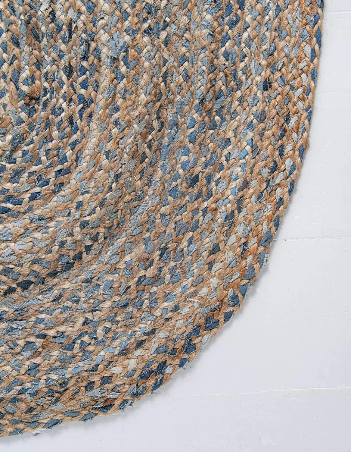 Unique Loom Alfombra trenzada Chindi Collection BCH006, estilo casual y moderno, 8 x 10 pies, azulbronceado