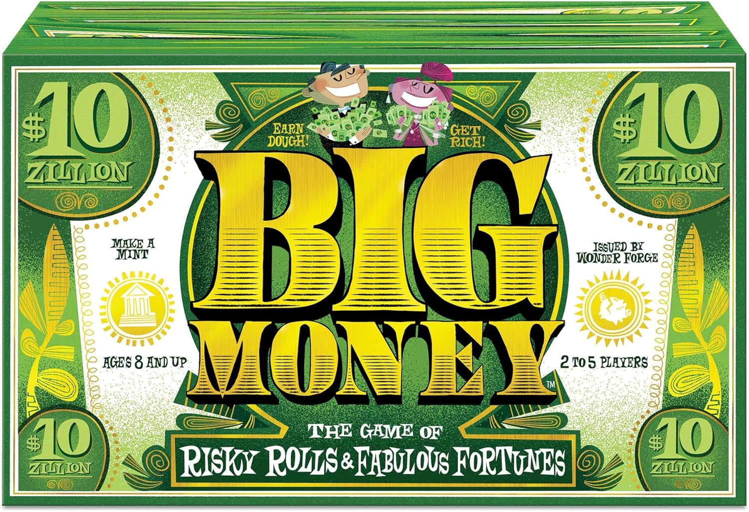 Wonder Forge Juego de dinero grande para familias y niños de 8 años en adelante, perfecto para grupos y noches de juego, verde