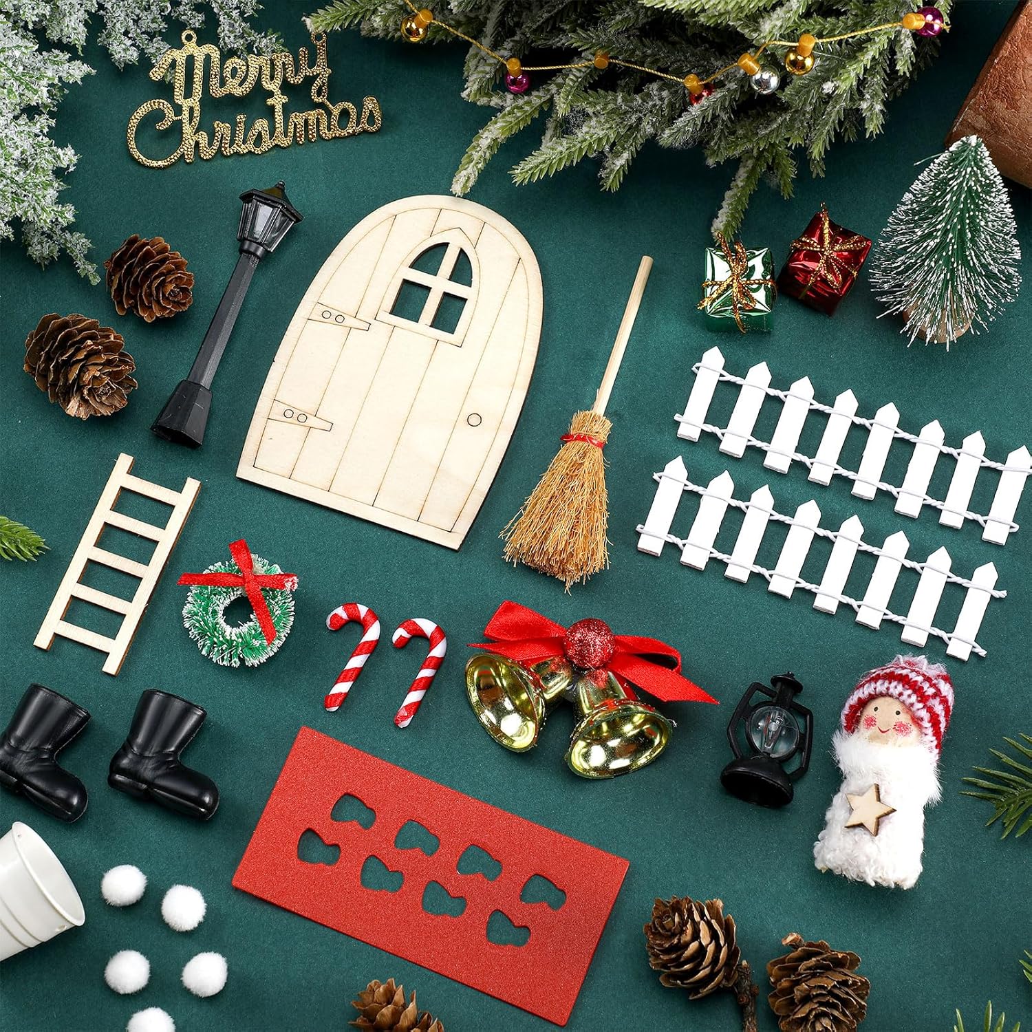 Bencailor Decoración de casa de muñecas de Navidad, accesorios para casa de muñecas en miniatura, modelo de escena pequeña, cajas de regalo de árbol