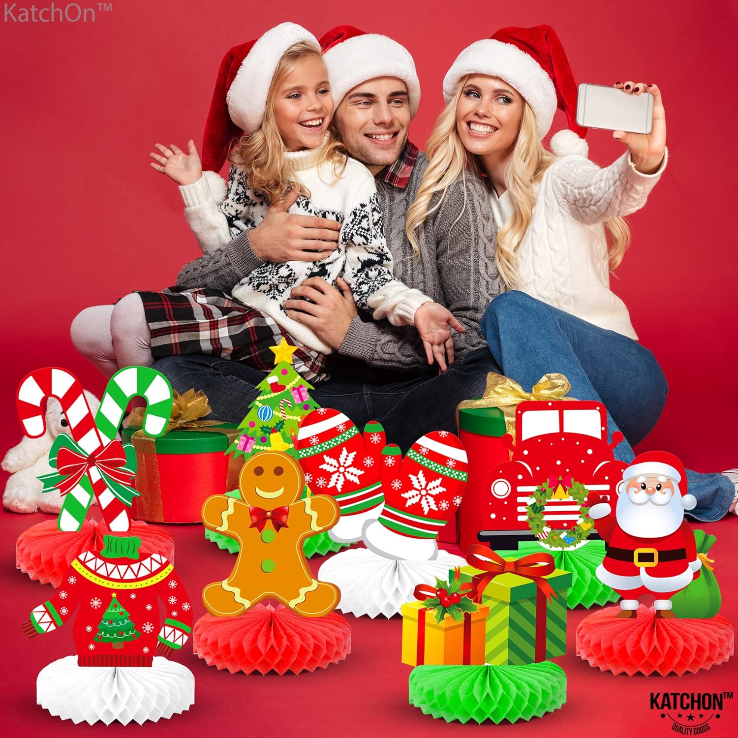 KatchOn, Centros de mesa de Navidad para mesas, paquete de 8  Centros de mesa de Navidad, mesa de camión de Navidad para decoraciones de mesa de