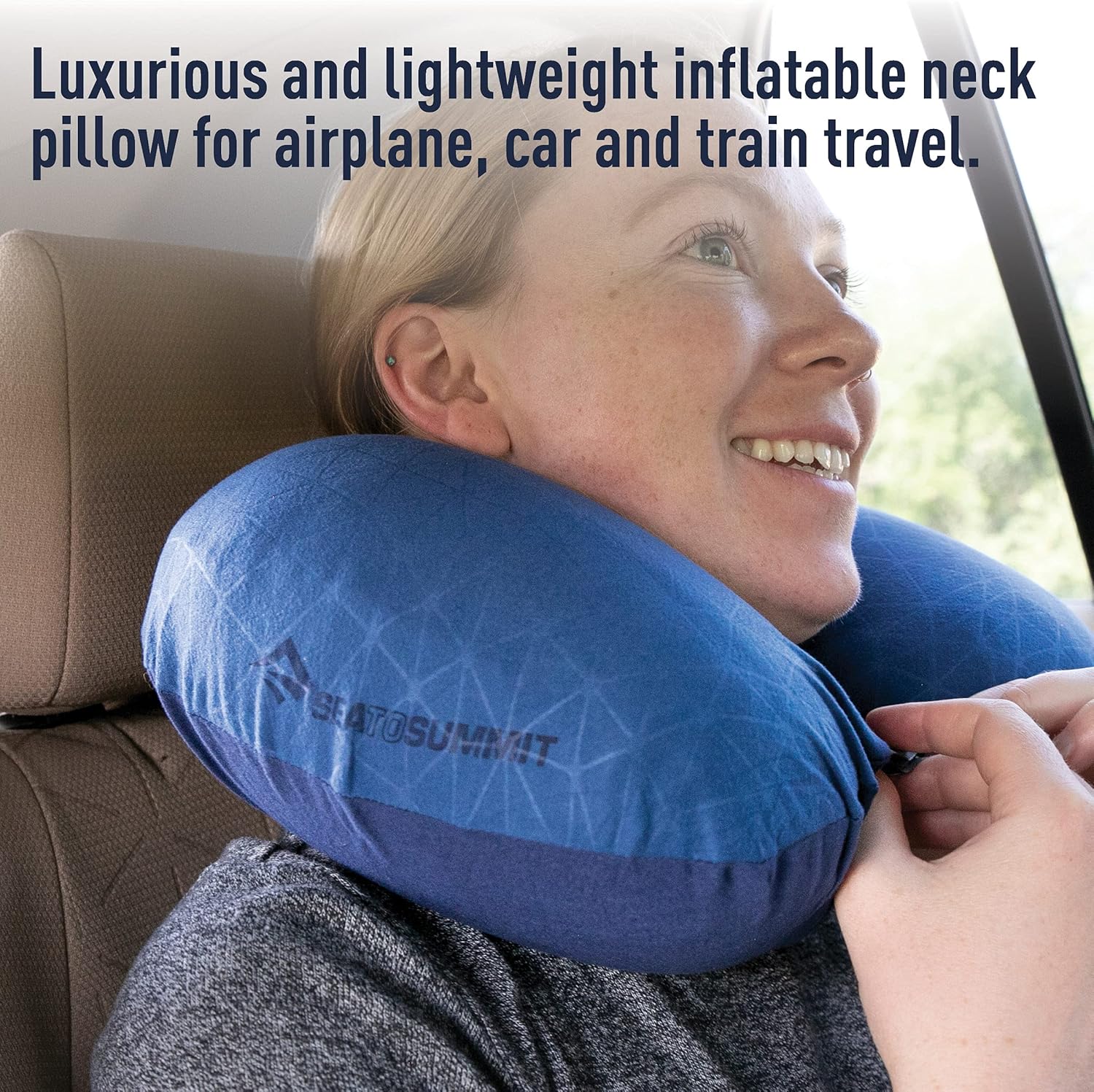 Sea to Summit Aeros Premium Traveller – Almohada inflable para el cuello, color lima