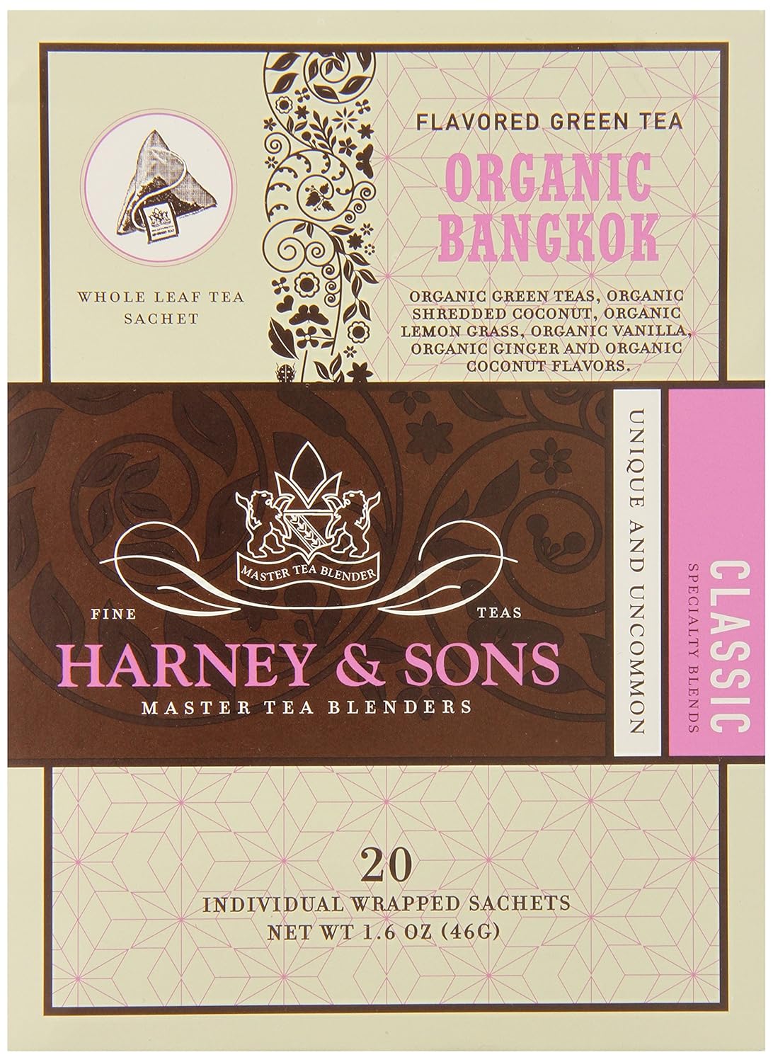 Harney & Sons Fine Teas Organic Bangkok – 20 sobres envueltos, 1.6 onzas