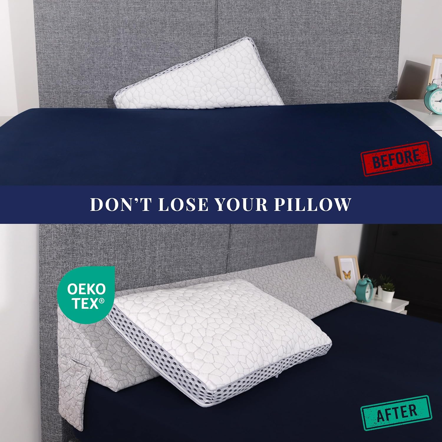 EPHEDORA Almohada de cuña de cama triangular XL para espacio de cabecera (0-10 pulgadas), llena el espacio entre el colchón y la cabecera, relleno