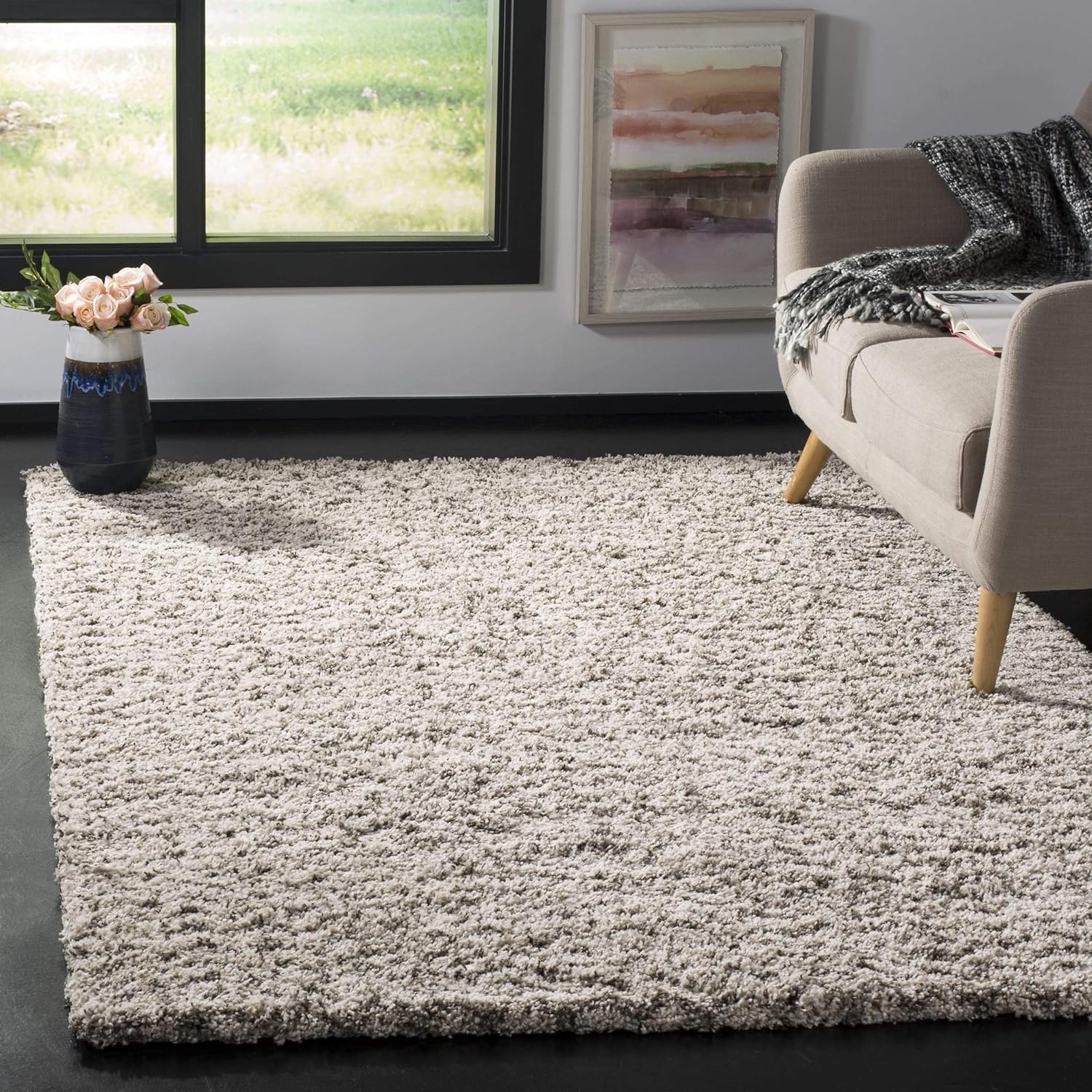 SAFAVIEH Hudson Shag Collection – Alfombra de área de 6 x 9 pies, diseño de cheurón, no desprende pelusa y de fácil cuidado, 2 pulgadas de grosor,