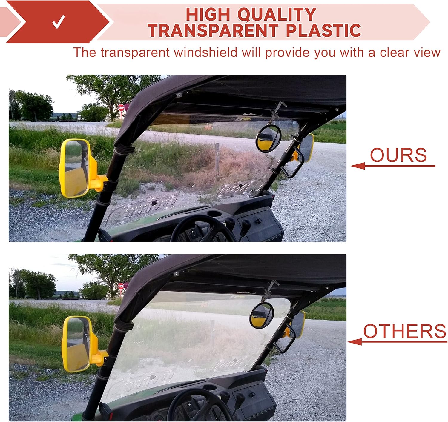 ECOTRIC Parabrisas completo compatible con John Deere Gator XUV 550 560 590i 1,935.7 ft RSX 850i 860i resistente transparente resistente a los