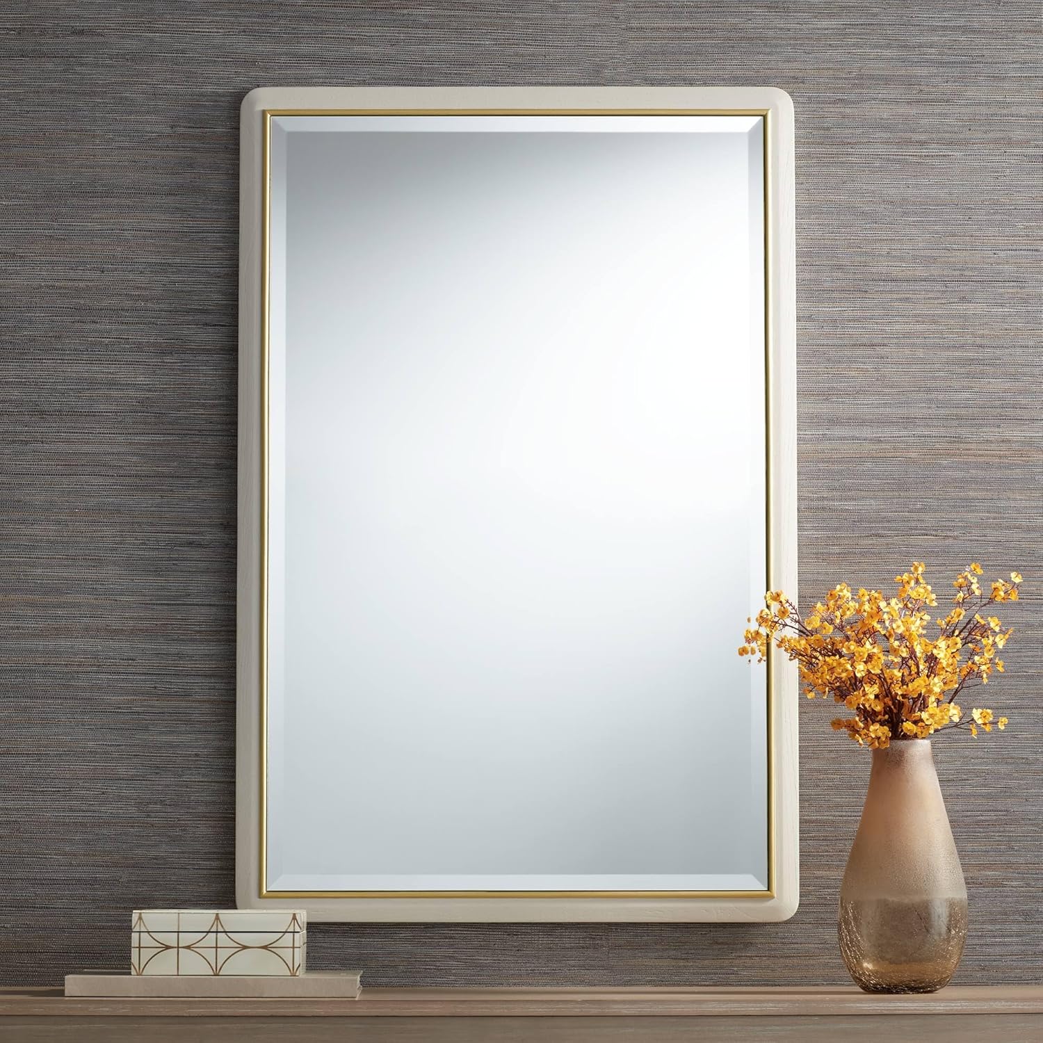 Noble Park Rodgers – Espejo de pared rectangular dorado beige mate de 28 x 42 pulgadas