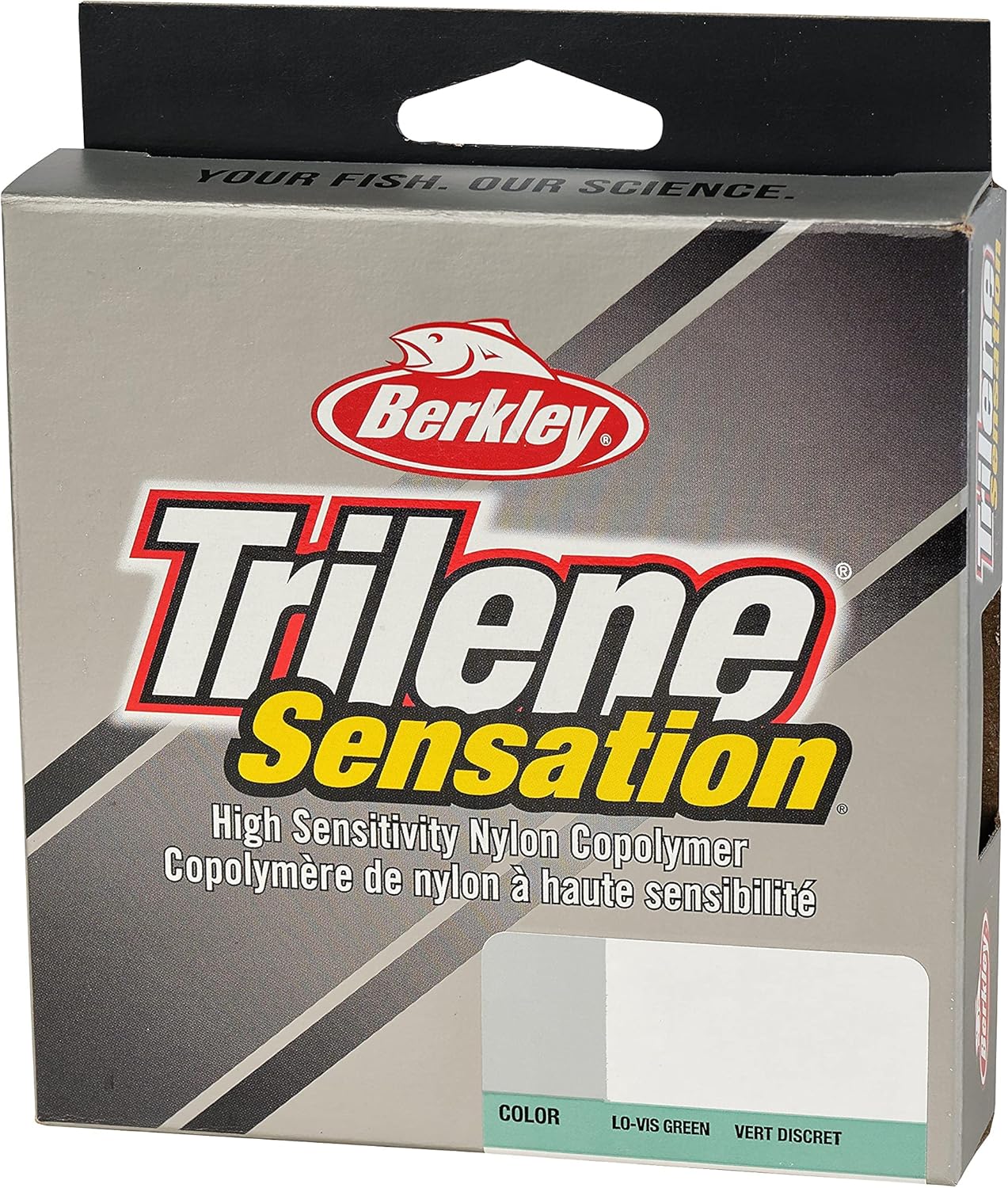 Berkley Trilene Sensation, Low Vis Green, 8lb  7.9 lbs Línea de pesca de monofilamento, adecuada para ambientes de agua dulce