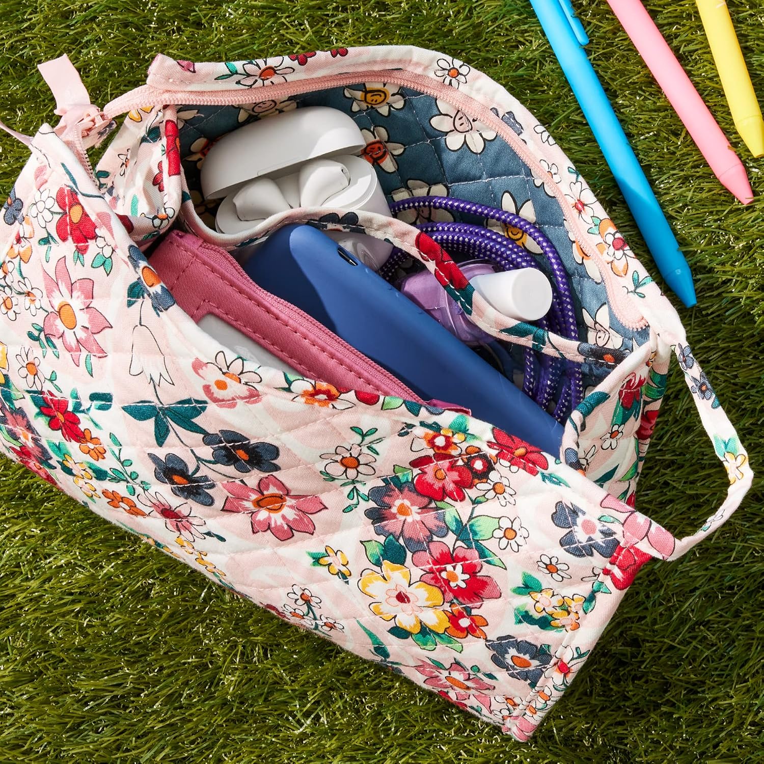 Bolsa organizadora de maquillaje cosmético trapecio de algodón para mujer