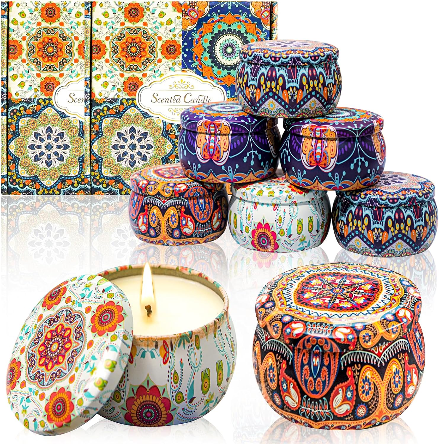 Velas perfumadas de regalo para mujeres juego de velas para fragancia del hogar, paquete de 8 velas de aromaterapia de cera de soja, velas de alivio