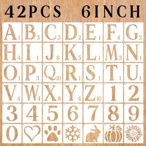 Plantillas de letras de 6 pulgadas, 42 plantillas de Scrabble para pintar en pared de madera, decoración del hogar, proyectos de manualidades, tela Plantillas de letras de 6 pulgadas, 42 plantillas de Scrabble para pintar en pared de madera, decoración del hogar, proyectos de manualidades, tela