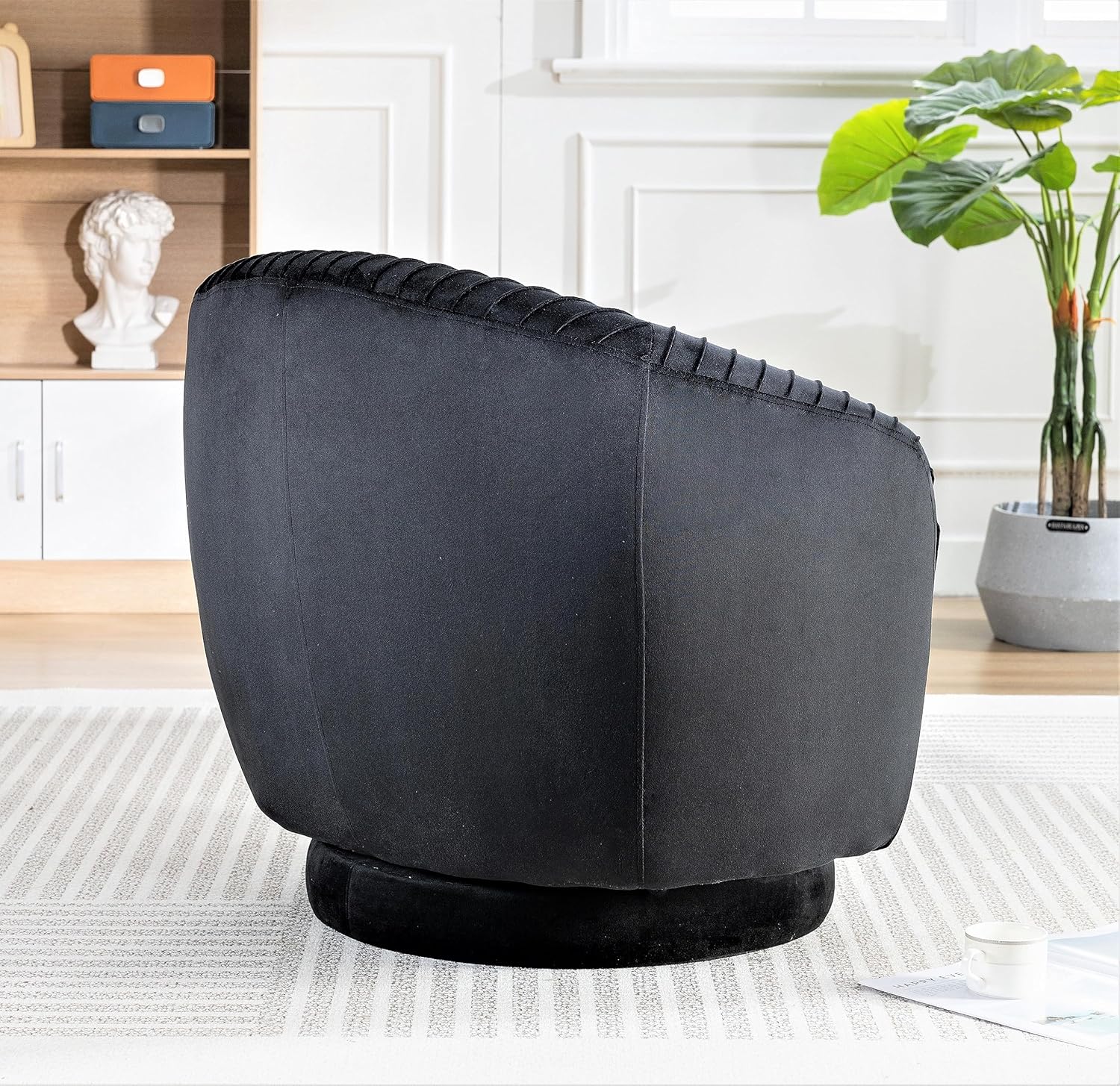 US Pride Furniture Silla giratoria de terciopelo contemporáneo con capacidad de giro de 360, sofá de un asiento redondo para sala de estar,