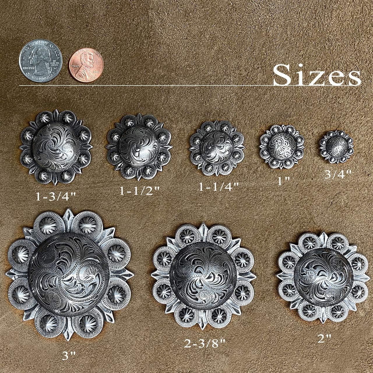Leathercraft – Sillín de conchos de cobre grabado, conchos de bayas con rosca trasera, paquete de 10 unidades (BS9163-1-Cobre, 1-14 pulgadas)