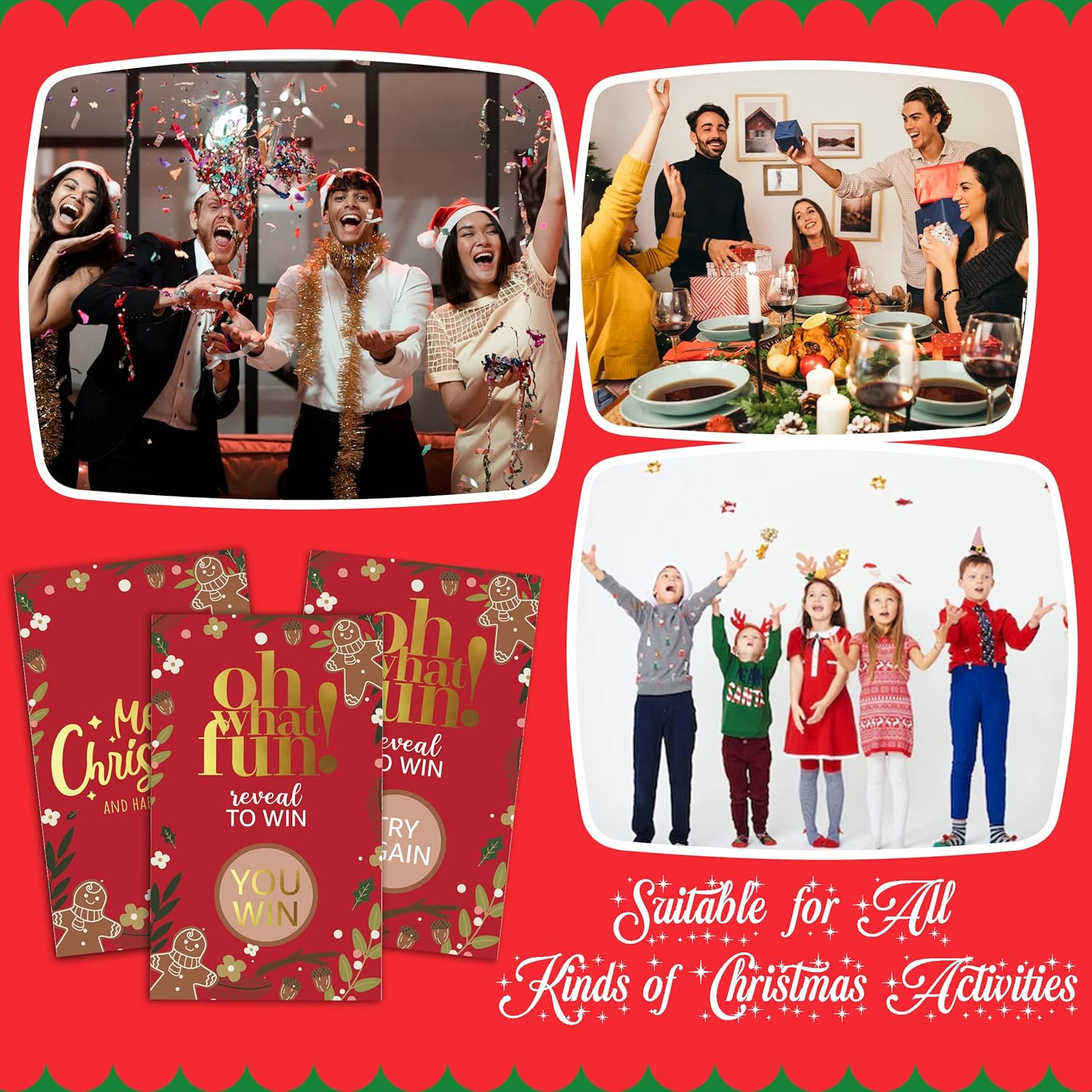 JIRIM-BEUTY 50 juegos de fiesta de Navidad Scratch Off tarjetas de juego (JRM405)