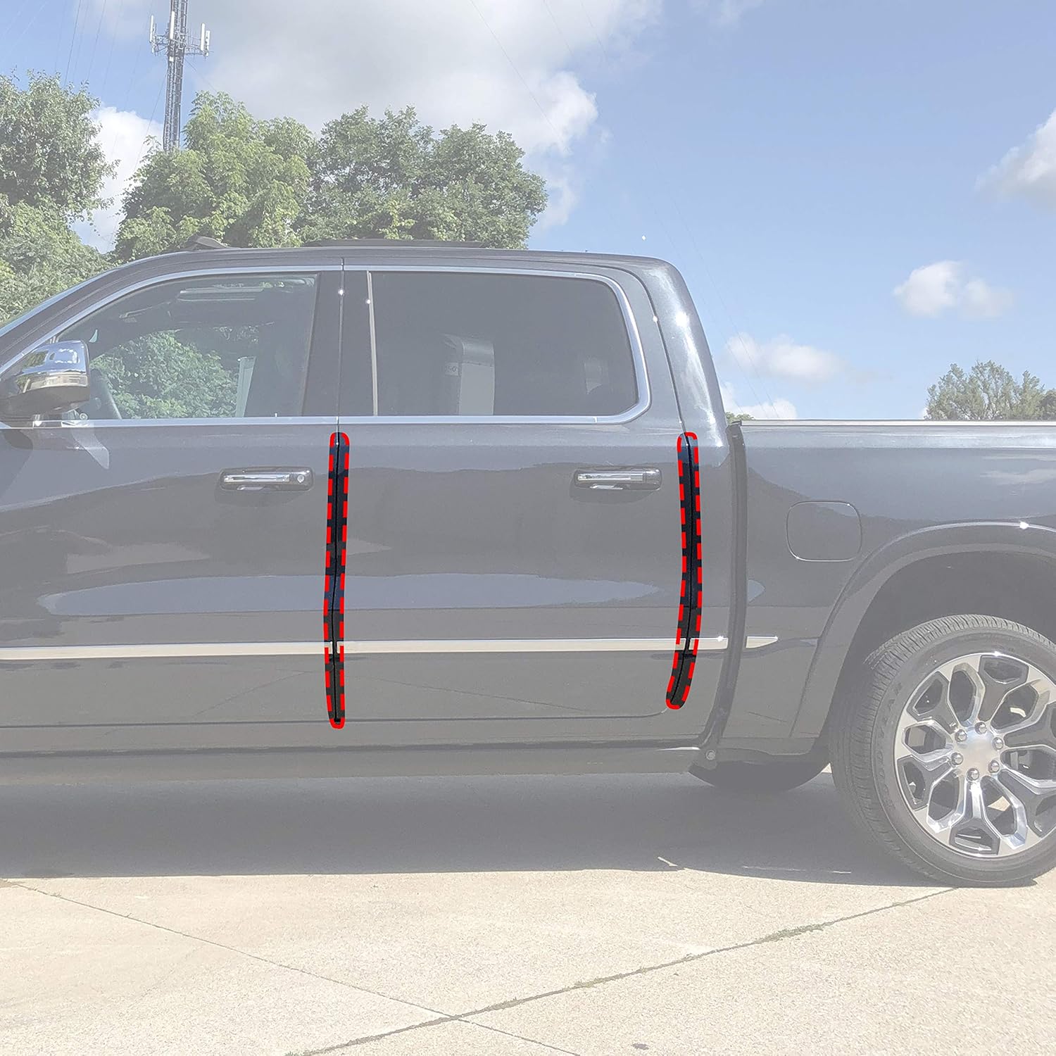 Protectores de borde de puerta compatibles con Dodge Ram 1500 2500 3500 2019-2020 Crew Cab solo 4 piezas de película protectora de pintura