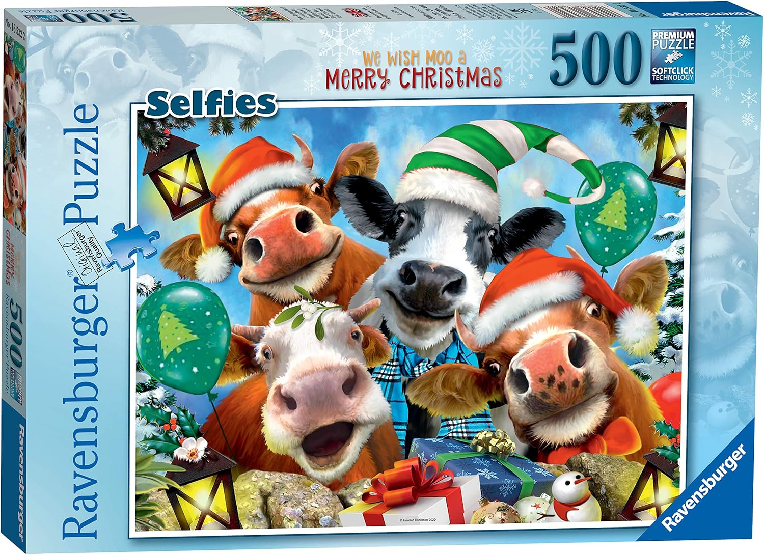 Ravensburger 16532 BUON Natale Selfies-We Wish Moo a Merry Christmas – Rompecabezas de 500 piezas para adultos y niños a partir de 10 años