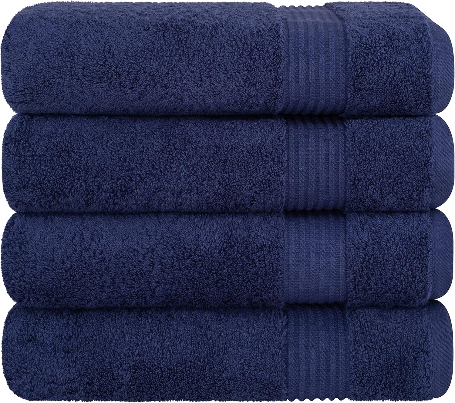 Cotton Paradise – Set de 4 toallas de baño 100% de algodón turco, suaves y absorbentes, color azul marino, 27 x 54in