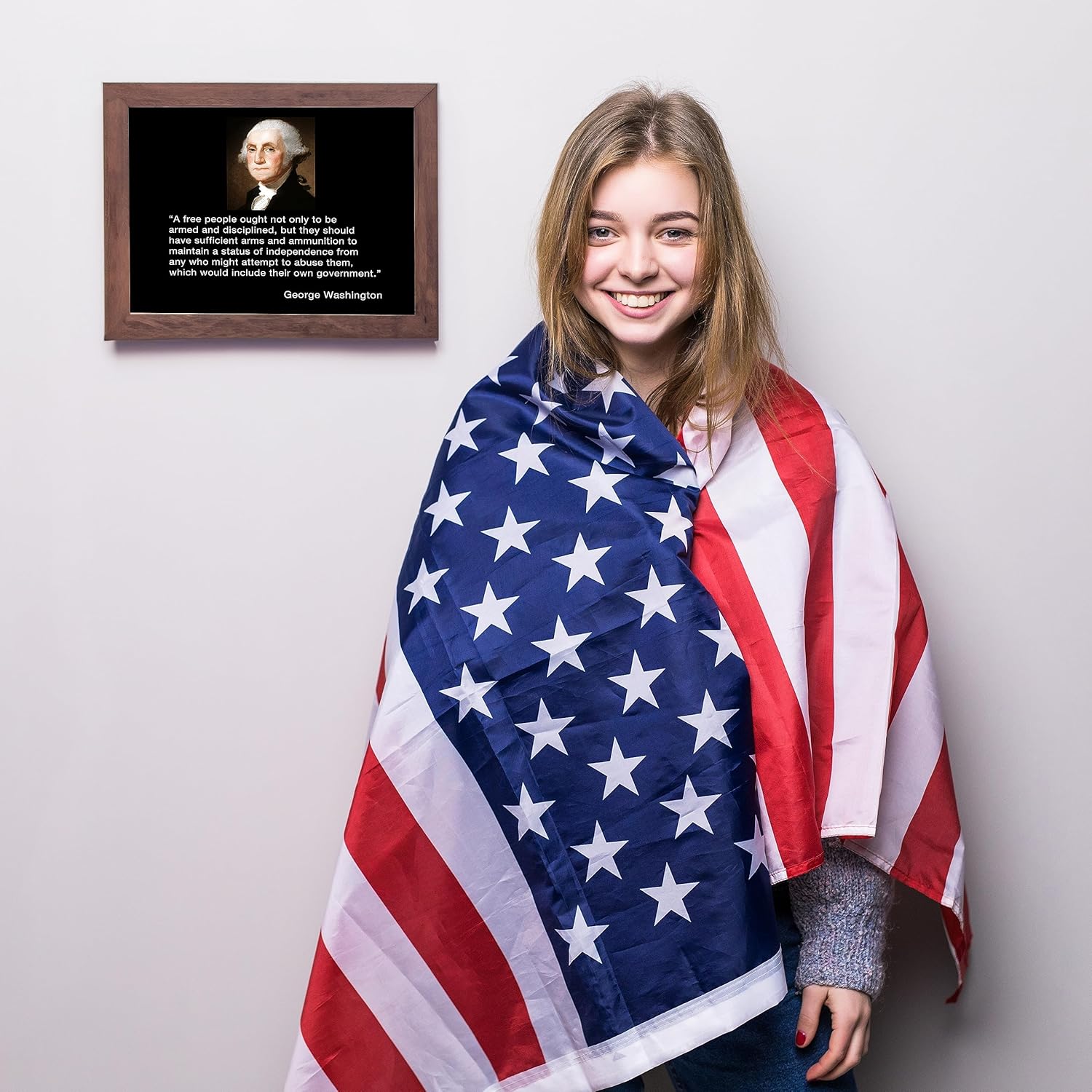 George Washington Quotes Wall Art – A Free People Ought Wall Art Print, This Presidential Portrait Patriotic Wall Decor Poster Is Ideal For Home,