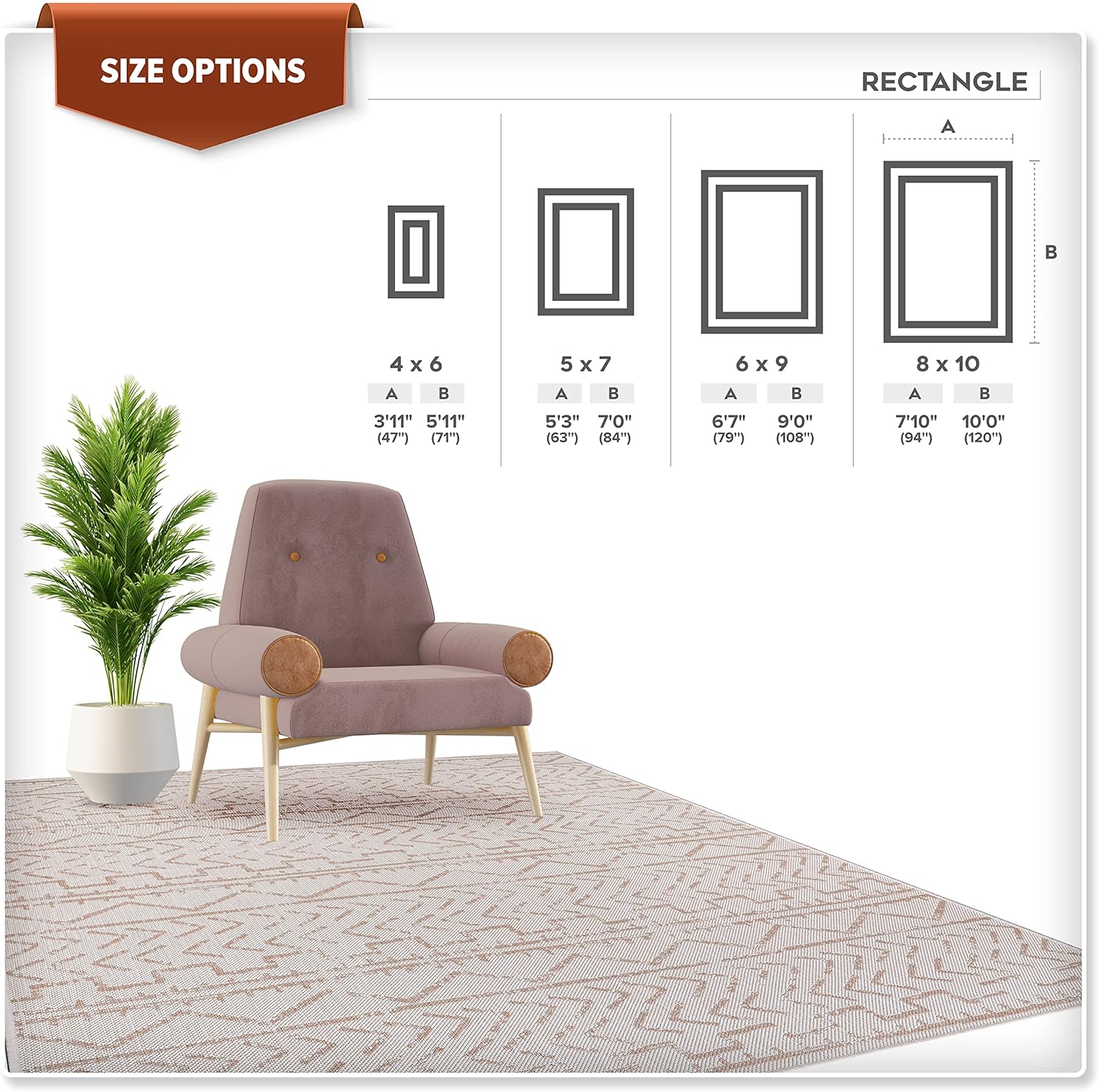 Beverly Rug Waikiki Collection  Alfombras para interiores y exteriores, color beige, blanco, azul, gris, gris oscuro, 5 x 8 pies (1.53 x 2.44 m), 6
