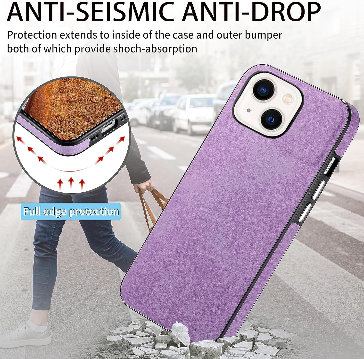 Asuwish Funda de teléfono para iPhone 13 de 6.1 pulgadas con protector de pantalla de vidrio templado y funda de cuero delgada y suave, accesorios