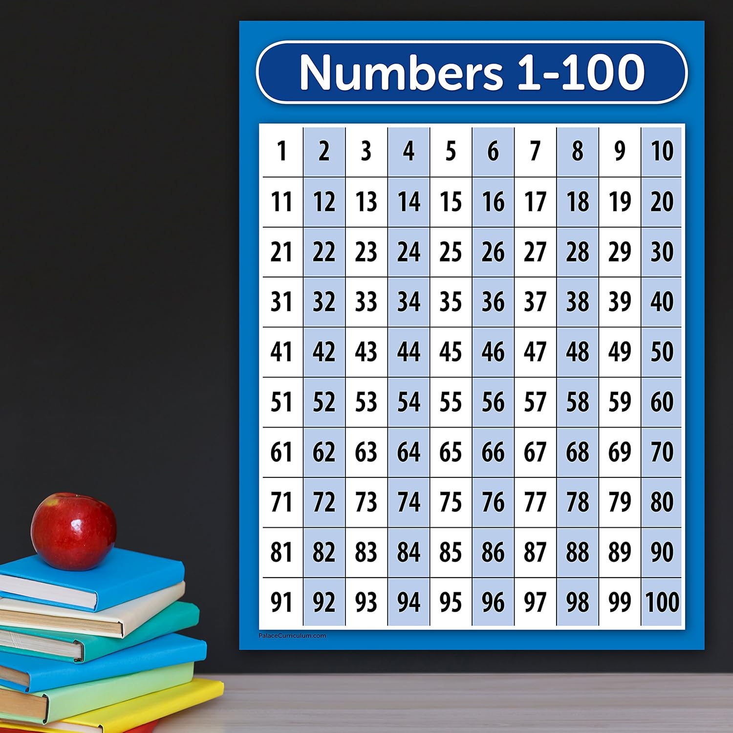 Palace Learning Paquete de 2 pósteres de mesa de multiplicación y tabla de números del 1 al 100 (laminado, 18 x 24 pulgadas)