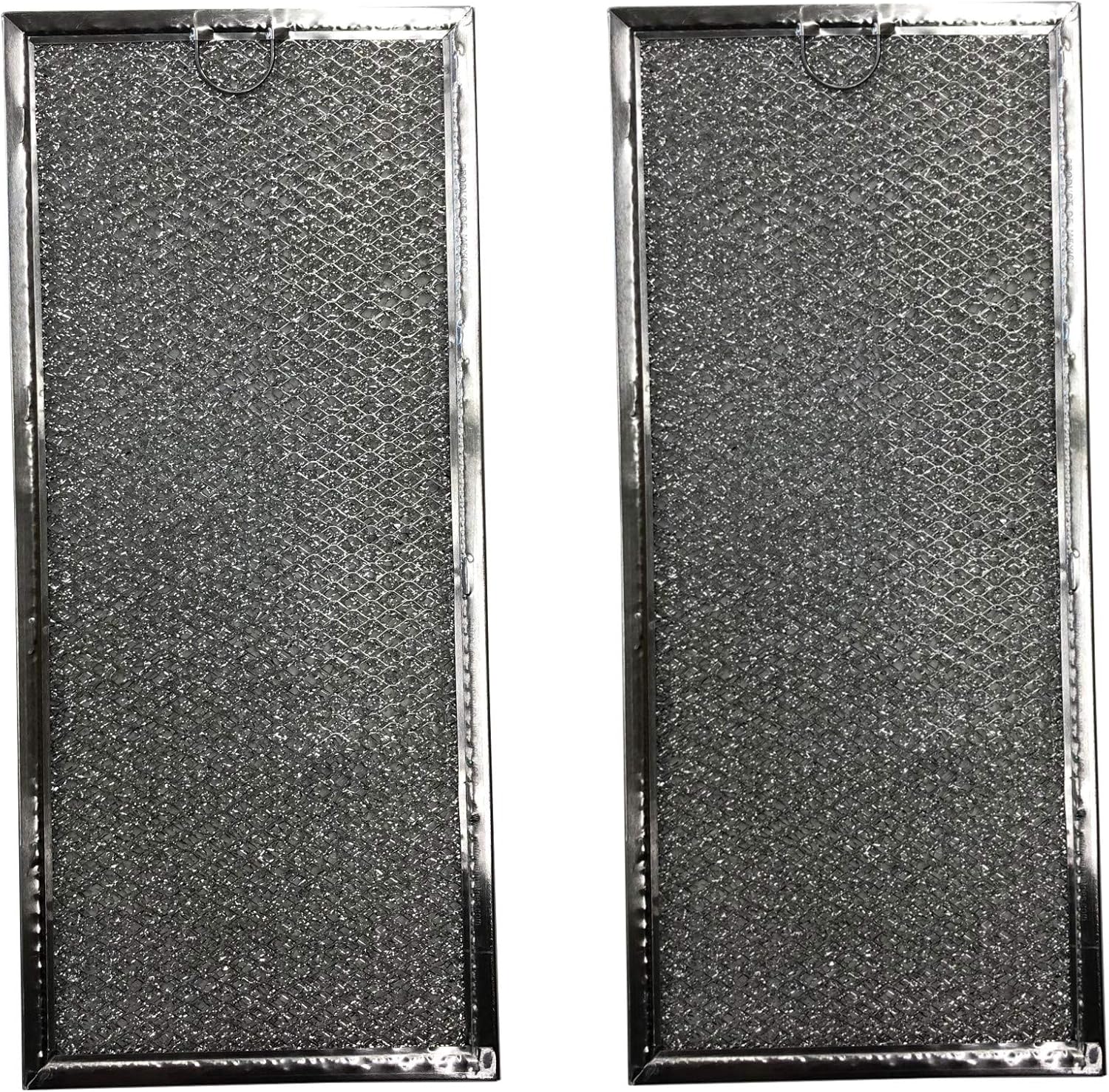 Filtro de aluminio de repuesto compatible con GE y Whirlpool W10208631A, WB06X10596, DE6300196A, RHF0525 – 5 78 x 13 38 x 18 – Paquete de 2