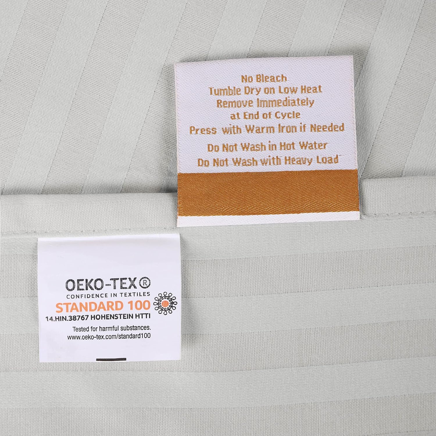 Superior Juego de sábanas de algodón egipcio de 400 hilos, tejido satinado a rayas, artículos esenciales para ropa de cama suave, 1 sábana bajera
