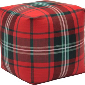 COTTON CRAFT Puf de tartán a cuadros, taburete otomano de Navidad y Navidad, para dormitorio, decoración del hogar, cómodo puf cuadrado de algodón COTTON CRAFT Puf de tartán a cuadros, taburete otomano de Navidad y Navidad, para dormitorio, decoración del hogar, cómodo puf cuadrado de algodón