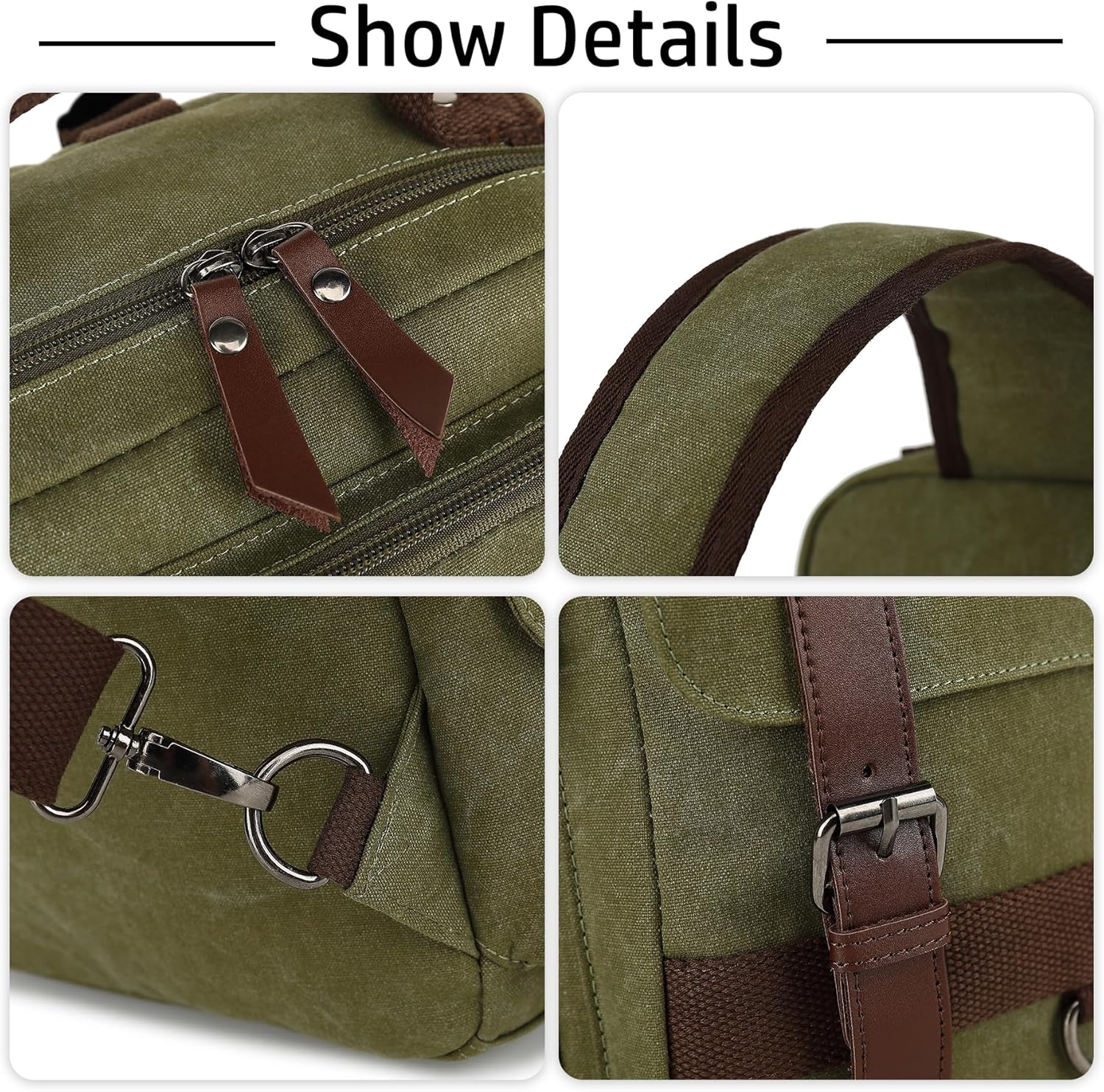 Bolsa de mensajero vintage, mochila de lona para viajes, bolsa de hombro para hombre, bolsa de doble uso para transporte de mano y transporte cruzado