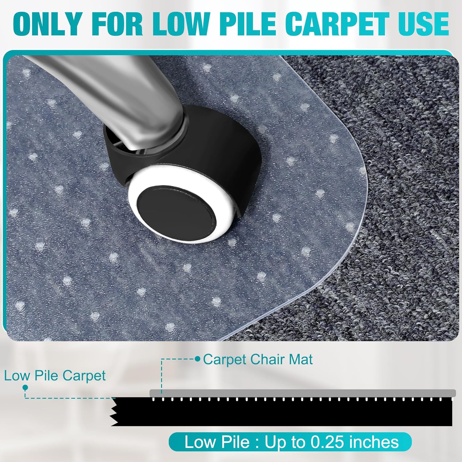 BesWin Tapete para silla de oficina para suelos alfombrados, 60 x 48 pulgadas, tapete transparente para silla de escritorio para alfombras de pelo