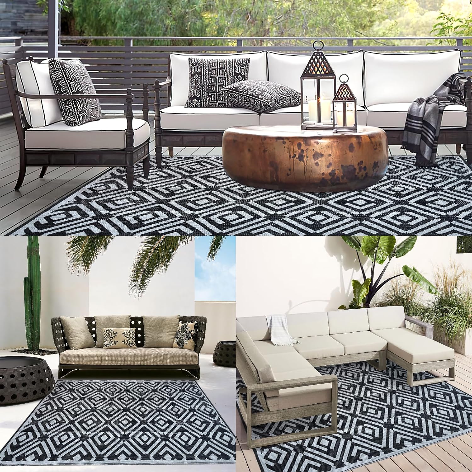 YEARNING Alfombra de paja de plástico para exteriores, 5 x 8 pies, impermeable, para exteriores, interiores, exteriores, accesorios de caravana,